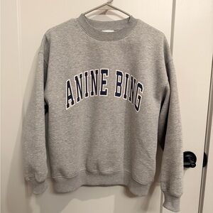 Anine Bing Spencer Sweatshirt in Heather Gray with Navy